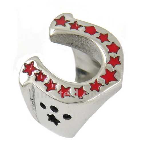 FSR07W65R Star Lucky Horseshoe Ring - Click Image to Close